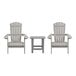 Two gray Flash Furniture faux wood Adirondack chairs with a matching table.