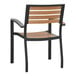 A Flash Furniture Lark natural faux teak slat arm chair with black frame.