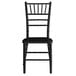 A black Lancaster Table & Seating Chiavari chair with a wooden back.