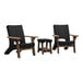 A black Mayne Mesa chair and table set with wooden accents.