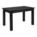 A Flash Furniture rectangular pine table with a black wash finish and black legs.