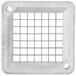 A white square metal blade with holes in it.