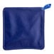 A blue poly-cotton Tucker Safety Products hot pad with a blue string.