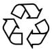 A white rectangular label with a black recycle symbol.