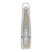 A white plastic Household Essentials ironing board with metal rods and a yellow dotted cover.