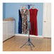A blue Household Essentials 2-tier drying rack with dresses hanging on it.