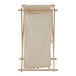 A beige laundry hamper with a wooden frame.