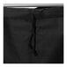 A black laundry bag with a bamboo X-frame and a black string.