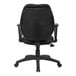 A Boss black fabric mid-back office chair with arms.