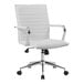 A Boss white office chair with chrome armrests.