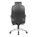 A Boss black office chair with wheels and silver accents.