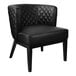 A black leather Boss Ava accent chair with wooden legs.