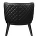 A Boss Ava black leather accent chair with quilted pattern and wooden legs.