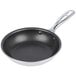 A close-up of a Vollrath aluminum non-stick fry pan with a black interior and a silver handle.