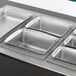 A close-up of a stainless steel tray.