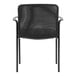 A Boss black mesh and vinyl stackable guest chair with a metal frame.