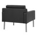 A Boss black vinyl lounge chair with powder-coated nickel steel legs.