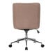 The back of a tan Boss mid-back office chair with chrome legs and wheels.