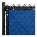 Royal blue FenceScreen privacy fence netting on a chain link fence.