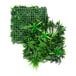 An artificial NatraHedge Kauai living wall panel with greenery and white flowers.