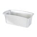 A silver stainless steel Vollrath Miramar food pan with a curved edge.