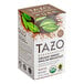 A box of Tazo Organic Awake English Breakfast Tea Bags with green and white packaging.