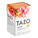 A white Tazo Passion Tea box with a floral design.