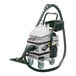 A Blue Evolution Steam Hero portable dry steam vacuum cleaner on wheels with a white container and hose.