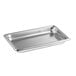 A Vollrath stainless steel 1/4 size steam table pan on a counter.