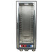 A gray Metro C5 heated holding and proofing cabinet with shelves.