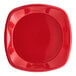 A Solo Squared red plastic plate.