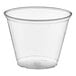 A Solo clear plastic cup with a clear rim.