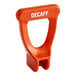 An orange plastic Bunn faucet handle with white text.