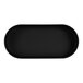 A black oval raised rim serving bowl.