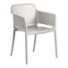 A gray resin arm chair by Lancaster Table & Seating.