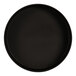 A black oval melamine bowl with white background.