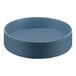 A blue round container with a raised rim on a white background.