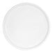 A close-up of a Cal-Mil white melamine plate with a round rim.