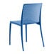 A blue plastic Lancaster Table & Seating Rio side chair with a mesh back.