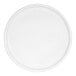 A close-up of a white Cal-Mil melamine plate with a rolled rim.