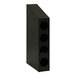 A black rectangular plastic Cal-Mil countertop cup dispenser with four holes.
