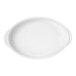 A white oval plate with handles.