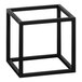 A black square metal cube display riser.