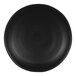 A black Cal-Mil melamine coupe plate with a white circle.