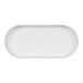 A white oval raised rim serving bowl.