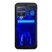 A black Minor Decliner Smart Mobile-C ID Scanner being used to scan an ID with a blue screen.