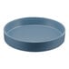 A Cal-Mil Hudson stone blue melamine plate with a raised rim.