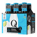 A case of Q Mixers Premium Club Soda bottles with blue and black labels.