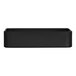 A black rectangular Cal-Mil Hudson melamine bowl on a white counter.