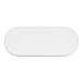 A white oval Cal-Mil melamine platter with a black border.
